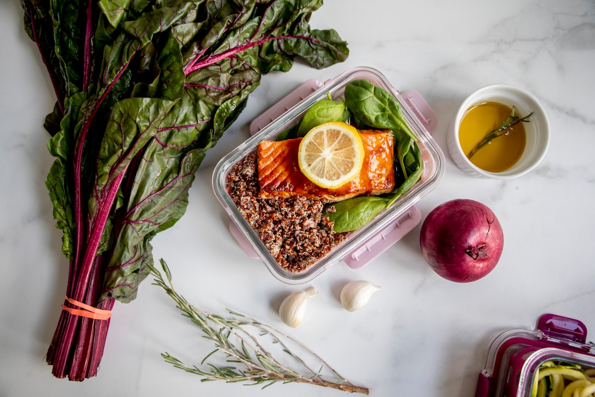 Meal prep containers with organized weekly meals